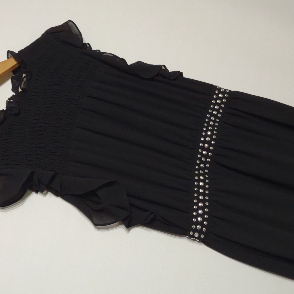 Michael Kors Studded Chiffon Dress with Pockets Size Medium Black - Picture 8 of 9